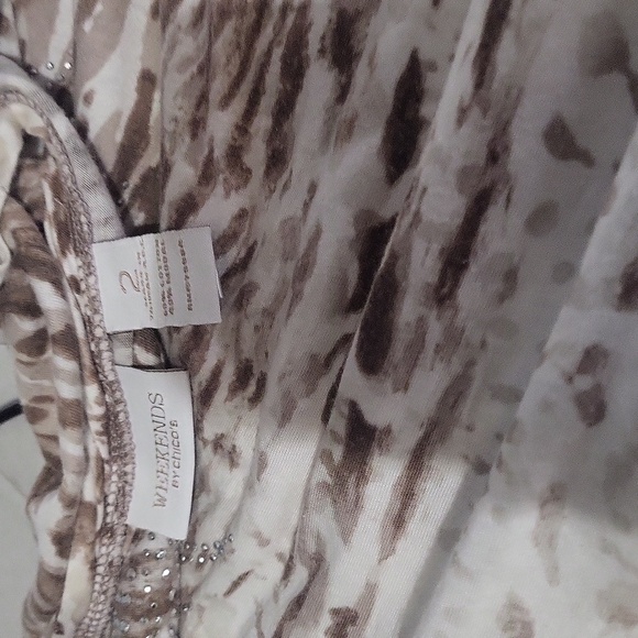 Zenergy By Chico's Shirt T-Shirt Embellished Animal Burnout Rhinestones - Picture 3 of 3